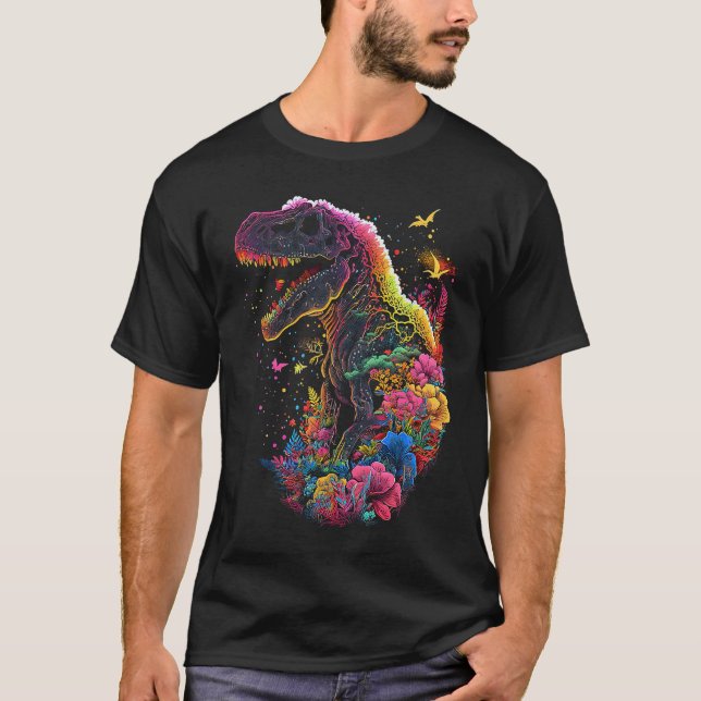 Esoteric Rex Trex Crystals Cute Illustration  4 T Shirt (Framsida)