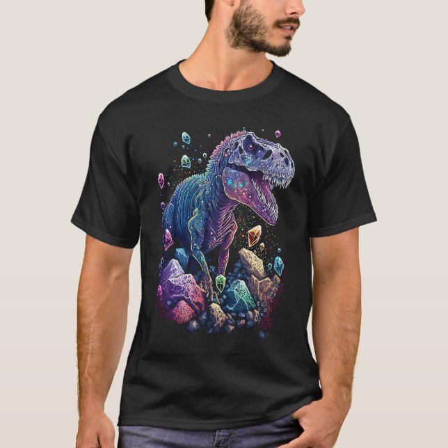 Esoteric Rex Trex Crystals Cute Illustration  5 T Shirt (Framsida)