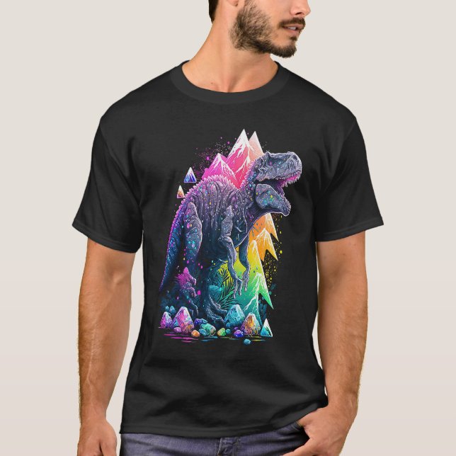 Esoteric Rex Trex Crystals Cute Illustration  6 T Shirt (Framsida)