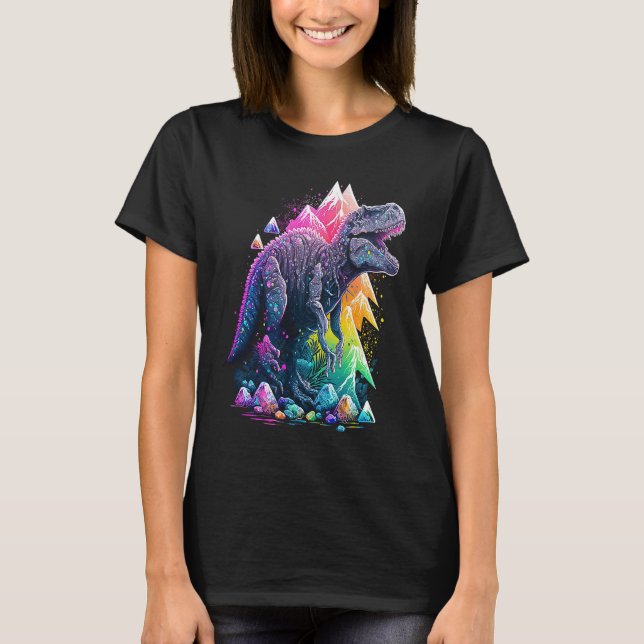 Esoteric Rex Trex Crystals Cute Illustration 6 T Shirt (Framsida)