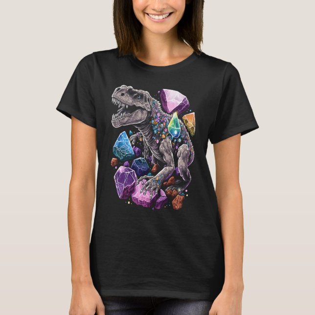 Esoteric Rex Trex Crystals Cute Illustration  7 T Shirt (Framsida)