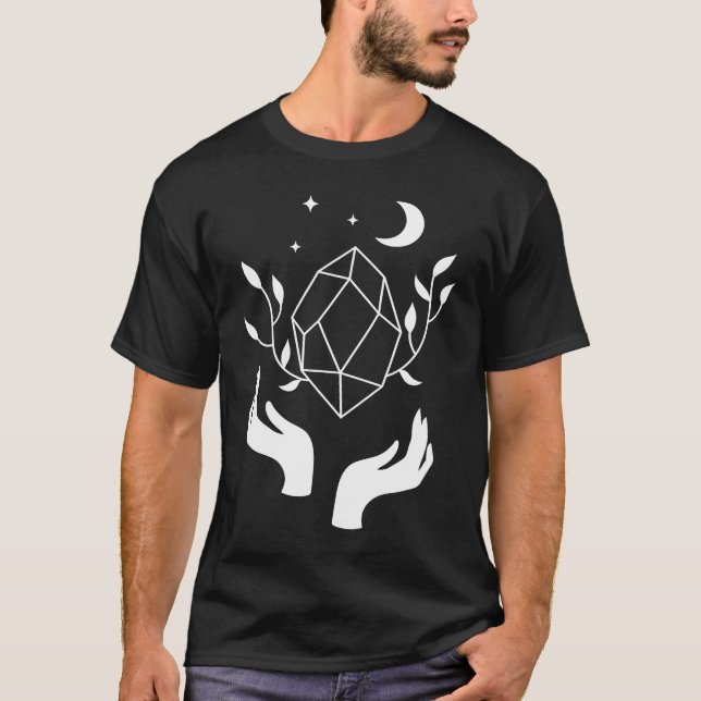 Esoteric Spiritual Moon Flower Line T Shirt (Framsida)