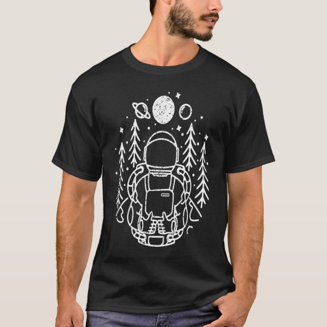 Esoteric Spiritual Moon Space Astronaut Line T Shirt (Framsida)