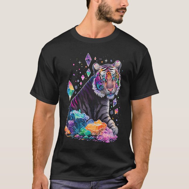 Esoteric Tiger Crystals Cute Illustration 1 T Shirt (Framsida)