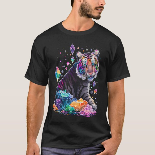 Esoteric Tiger Crystals Cute Illustration  1 T Shirt (Framsida)