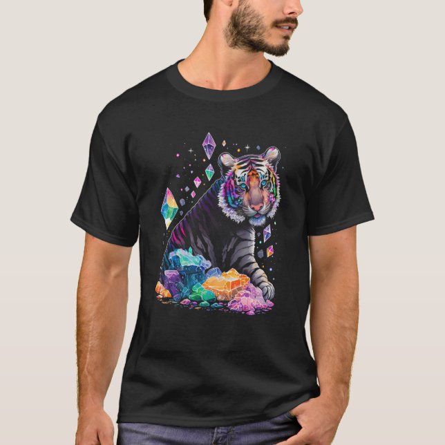 Esoteric Tiger Crystals Cute Illustration  2 T Shirt (Framsida)