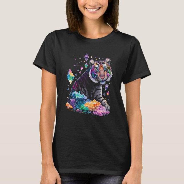 Esoteric Tiger Crystals Cute Illustration  2 T Shirt (Framsida)