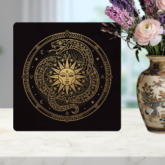 Esoterisk Guld Orm Sol Celestial Mandala Kakelplatta
