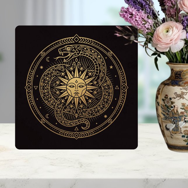 Esoterisk Guld Orm Sol Celestial Mandala Kakelplatta (Skapare uppladdad)