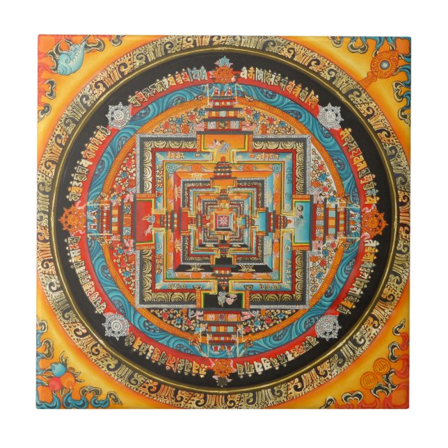 ESOTERISK MANDALA III FÖR KALACHAKRA KAKELPLATTA (Framsidan)