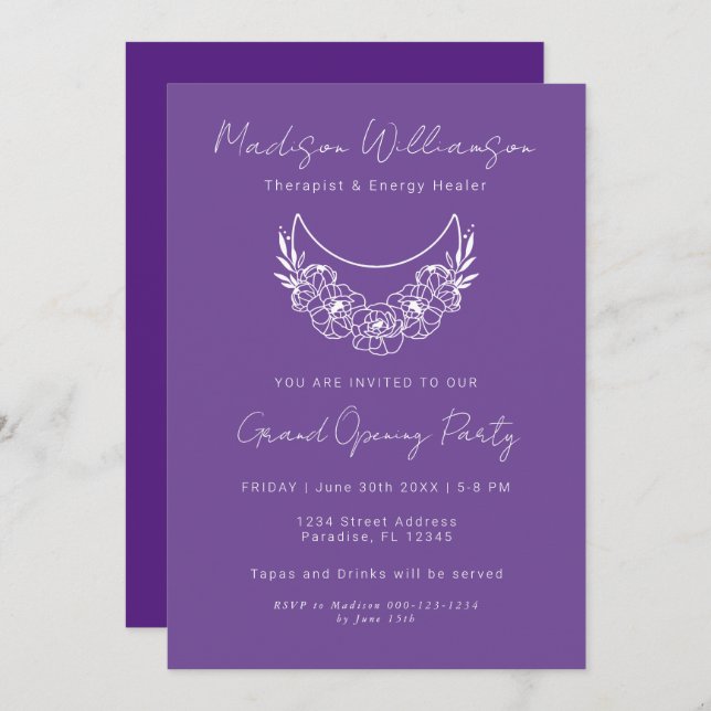 Esoterisk Psychic Modern Måne Business Event Inbjudningar (Fram/baksida)