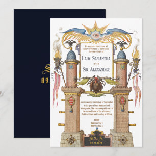 Esoterisk Renaissance Manuscript Medieval Bröllop Inbjudningar