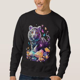 Esoteriska Tiger Kristaller Söt Illustration 7 Lång Ärmad Tröja