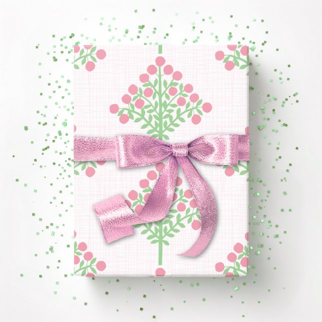 Espalierblomning i rosa och grönt presentpapper (Skapare uppladdad)