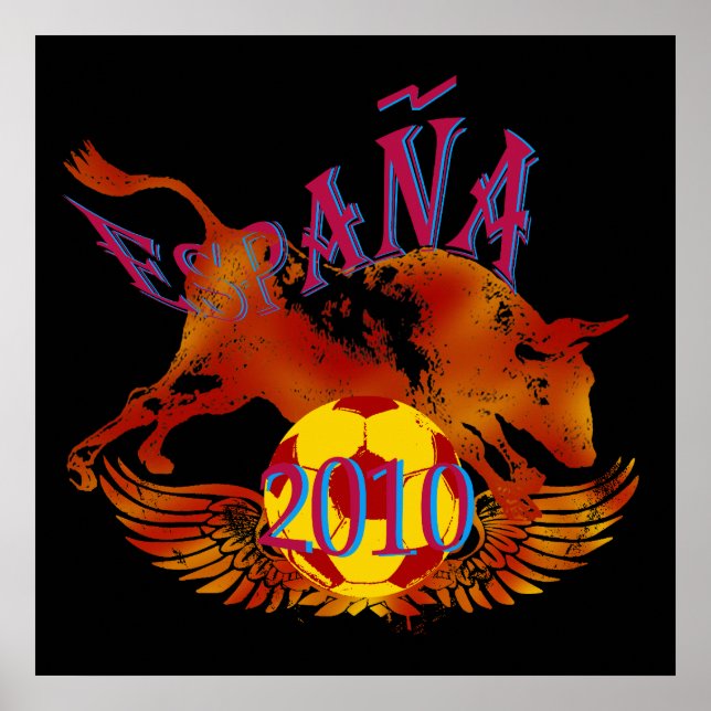 España 2010 Grunge Toro-fotbollsgåvor Poster (Framsidan)