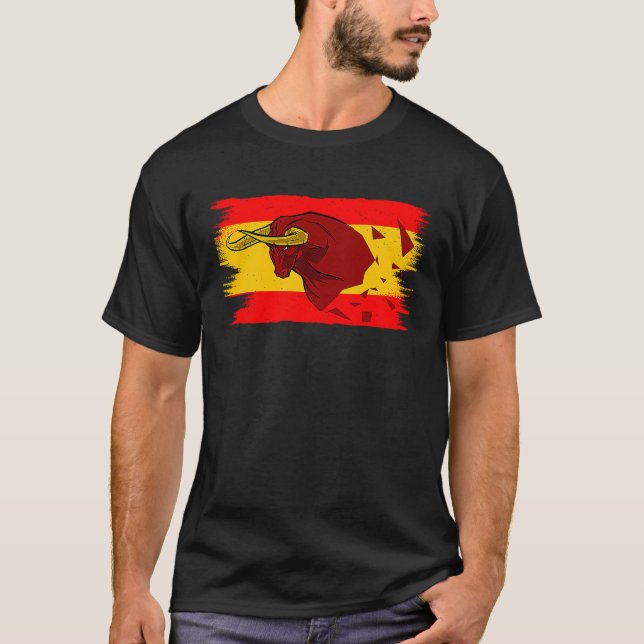 Espana Bull Fight for Taurus and Spain Flag T Shirt (Framsida)