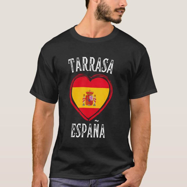 España Flagga Hjärta Tarrasa Stad T Shirt (Framsida)