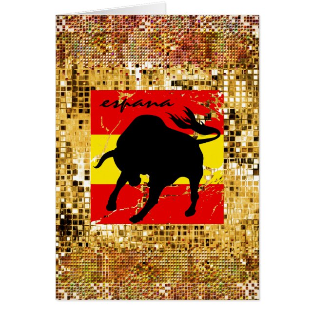 Espana Guld Sequin Hälsningskort (Framsidan)