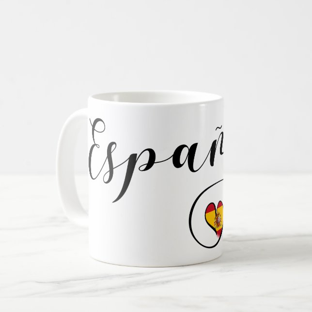 España Heart Flagga Spanien Kaffemugg (Framsida vänster)