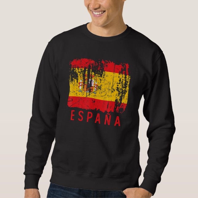 Espana Spain Flagga Roots Lång Ärmad Tröja (Framsida)