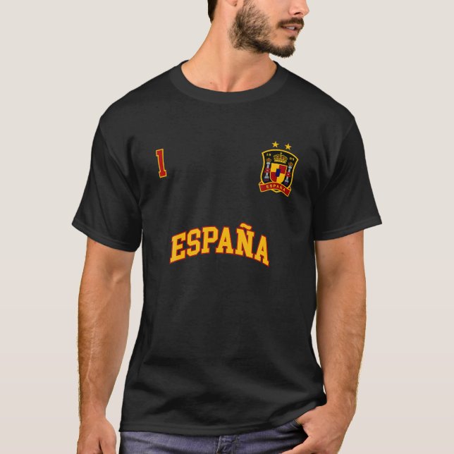 Espana Spain Team Sports Number 1 Soccer Spain F T Shirt (Framsida)