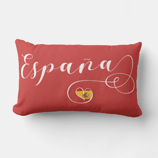 España Spanien Flagga Heart, Spanien Lumbarkudde (Framsida)