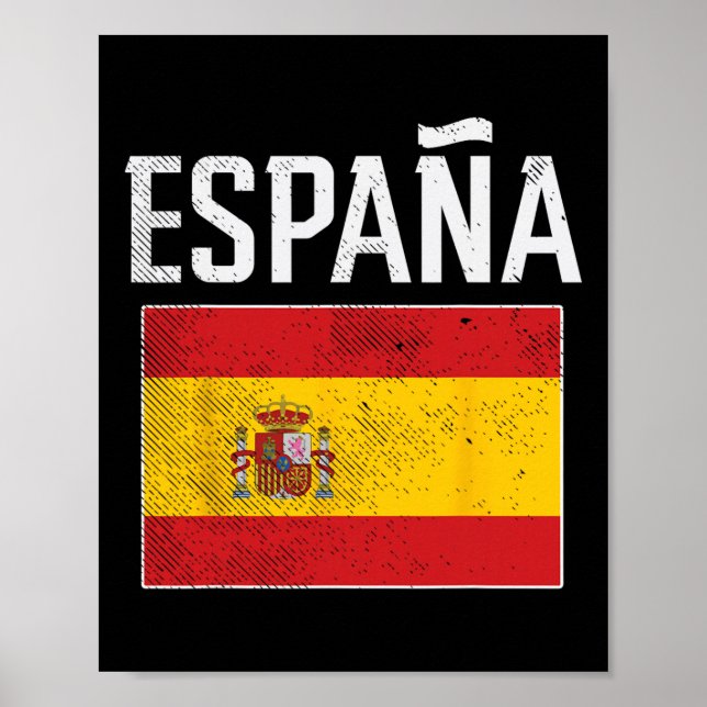 Espana Spanien Flagga Spansk Fotboll Män Kvinnor B Poster (Framsidan)