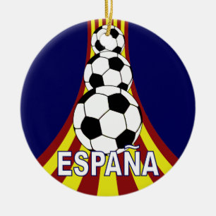 Espana Spanien fotboll Fútbol Julgransprydnad Keramik
