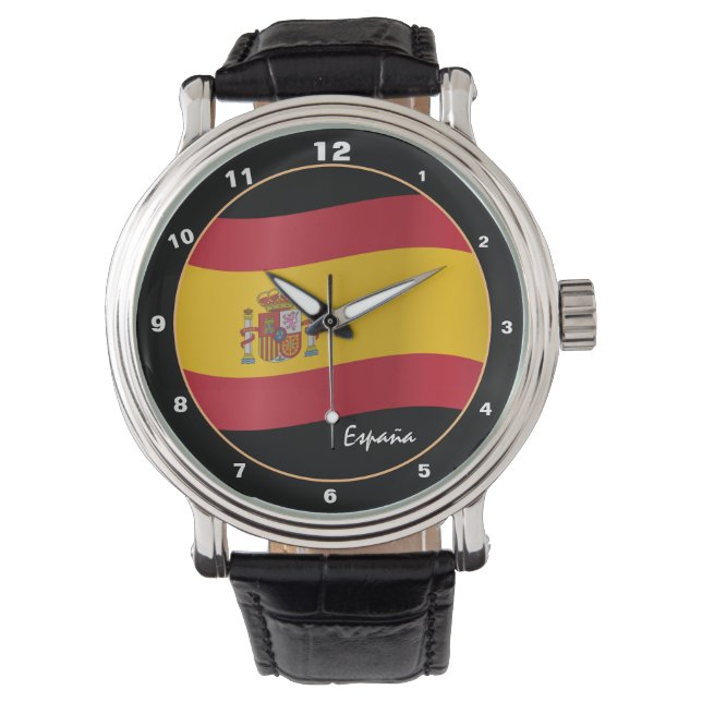 España Time & Spain Flagga / Spanien Armbandsur (Framsida)
