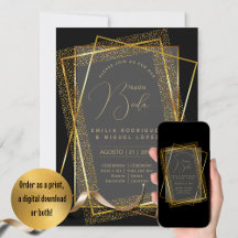 Espanol Invación Boda Elegant Black Guld Bröllop