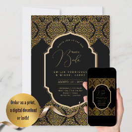 Espanol Invación Boda Elegant Black Guld Bröllop Inbjudningar
