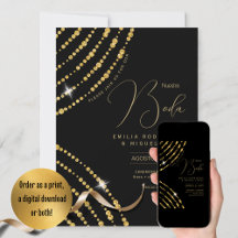 Espanol Invación Boda Elegant Black Guld Bröllop