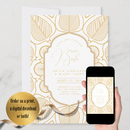 Espanol Invación Boda Elegant White Guld Bröllop Inbjudningar