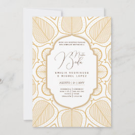 Espanol Invación Boda Elegant White Guld Ornate Inbjudningar