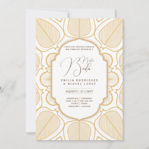 Espanol Invación Boda Elegant White Guld Ornate Inbjudningar