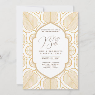 Espanol Invación Boda Elegant White Guld Ornate Inbjudningar