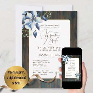 Espanol Invación de Boda Blommigt Bröllop Rustic I Inbjudningar