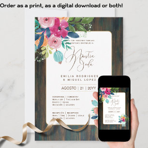 Espanol Invación de Boda Blommigt Bröllop Rustic I Inbjudningar