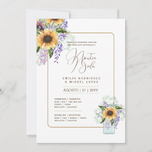 Espanol Invación de Boda Blommigt Bröllop Rustic I Inbjudningar