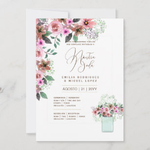 Espanol Invación de Boda Summer Blommigt Bröllop I Inbjudningar