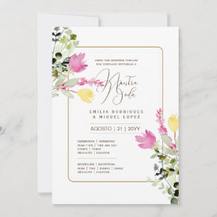 Espanol Invación de Boda Summer Blommigt Bröllop I Inbjudningar