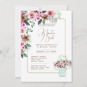 Espanol Invación de Boda Summer Blommigt Bröllop I Inbjudningar