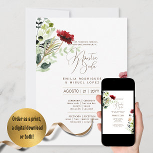 Espanol Invación de Boda Summer Blommigt Bröllop I Inbjudningar