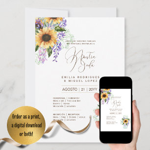 Espanol Invación de Boda Summer Blommigt Bröllop I Inbjudningar