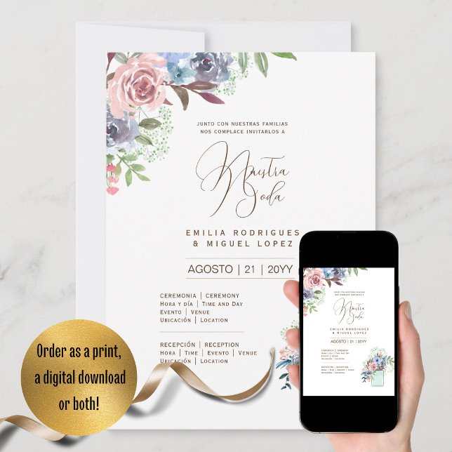 Espanol Invación de Boda Summer Blommigt Bröllop I Inbjudningar (Skapare uppladdad)
