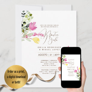 Espanol Invación de Boda Summer Blommigt Bröllop I Inbjudningar