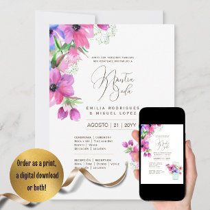 Espanol Invación de Boda Summer Blommigt Bröllop I Inbjudningar