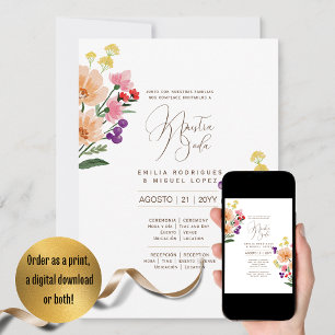 Espanol Invación de Boda Summer Blommigt Bröllop I Inbjudningar