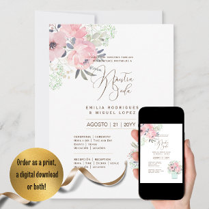 Espanol Invación de Boda Summer Blommigt Bröllop I Inbjudningar