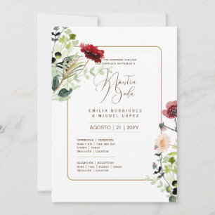 Espanol Invación de Boda Summer Blommigt Bröllop I Inbjudningar